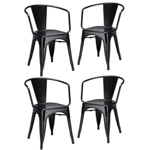 Kit - 4 X Cadeiras Iron Tolix Com Braços - Preto