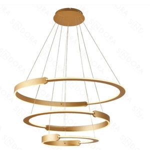 Querolustre Pendente Dcd03087 3 Aneis 226w 3000k Dourado