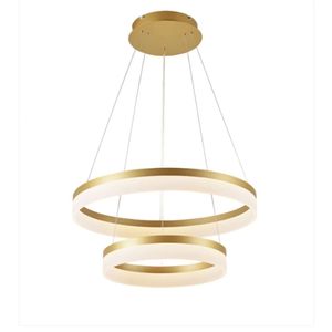 Querolustre Pendente Dcd03007 2 Aneis 63w 3000k Dourado