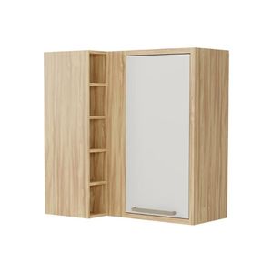 Armário Aéreo Cozinha Modulado Canto Syrah 1 Porta E 5 Nichos 88cm Amendoa/off White - Ronipa