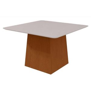 Mesa De Sala Jantar Nevada Com tampo Vidro Curvo 130x130cm Frassino off White Lopas
