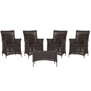 4 Poltronas E 1 Mesa Igapó Alumínio Fendi Corda Náutica E9 Marrom