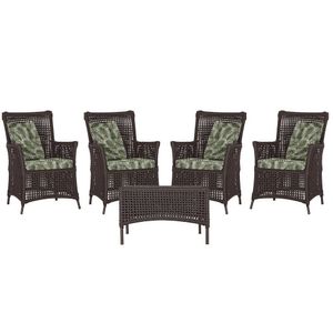 4 Poltronas E 1 Mesa Igapó Alumínio Marrom Corda Náutica E5 Marrom