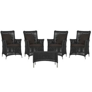4 Poltronas E 1 Mesa Igapó Alumínio Fendi Corda Náutica E9 Preto