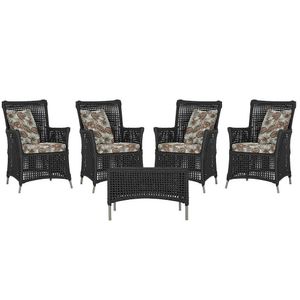 4 Poltronas E 1 Mesa Igapó Alumínio Fendi Corda Náutica E6 Preto