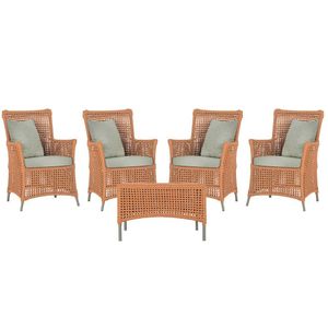 4 Poltronas E 1 Mesa Igapó Alumínio Fendi Corda Náutica E3 Terra Cota