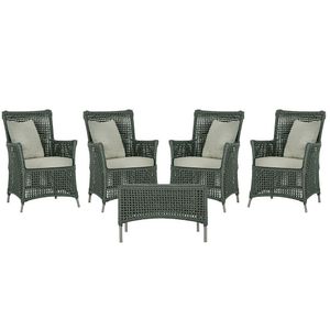4 Poltronas E 1 Mesa Igapó Alumínio Fendi Corda Náutica E3 Verde
