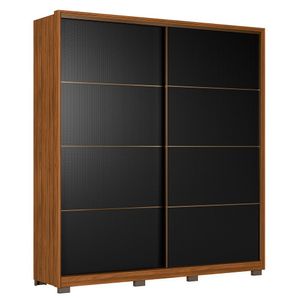 Guarda Roupa Casal 2 Portas Belga Com Pés Nogueira Touch-preto Prime Tx - Demartêz