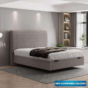 Cama Flutuante Baú Space Casal Linho - Skybox Cor Marrom