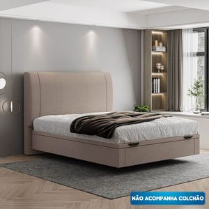 Cama Flutuante Baú Space Casal Linho - Skybox Cor Bege
