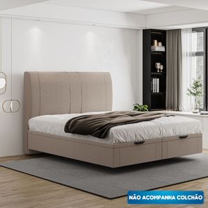 Cama Flutuante Baú Space Queen Linho - Skybox Cor Bege