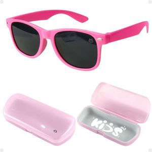 Oculos Sol Infantil Rosa Premium Proteção Uv Retro + Case Menina Resistente Acetato Casual Presente