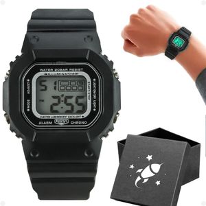 Relogio Criança Silicone Digital Infantil Menino + Caixa Qualidade Premium Preto Cronometro Data