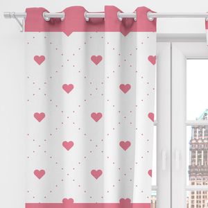 Cortina Para Quarto Love Rosê/branco 2,00m X 1,50m - Para Varão Simples