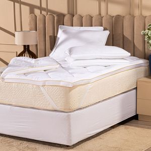 Protetor De Colchão Pillow Top Plume Branco Queen - Toque De Plumas Super Volumoso Alta Espessura