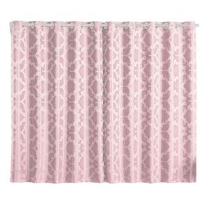 Cortina Jacquard 2,0 X 1,7m Sala Quarto Rosa