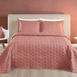 Cobre Leito Casal Florency Micropercal 200 Fios 3 Pçs Rosé