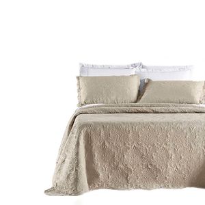 Kit Colcha Cobre Leito Aurora Casal 3 Peças Micropercal 200 Fios - Café Latte Bege