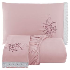 Jogo De Cama Lençol Casal Bordado Advance 3 Peças - Rosê