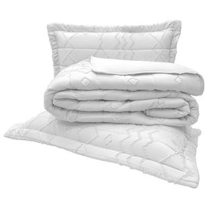 Kit Cobre Leito Colcha Stylo King Dupla Face 3 Peças - Branco
