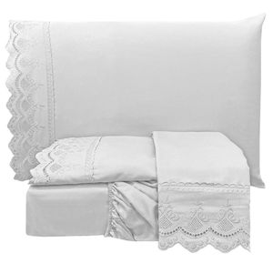 Jogo De Cama Lençol King Supremo Micropercal 300 Fios - Branco