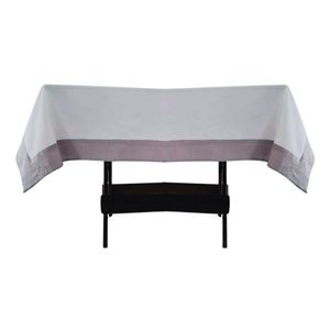 Toalha Mesa Gabardine Borda Linho 1,45x2,90 8 Lugares Branco