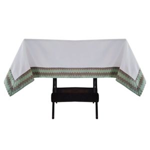 Toalha Mesa Gabardine Borda Jacquard 1,45x2,00 6 Lugares Branco