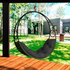 Cadeira Balanço Suspenso Lua Nova Em Corda Náutica Verde/preto