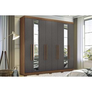 Guarda Roupa Casal 8 Portas E 4 Gavetas C/espelho E Pés Master New 8.4 Jatoba/grafitte - Santos Andirá