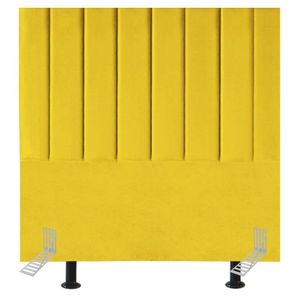 Cabeceira Estofada Cama Solteiro 90 Cm Sara Suede E Frame Amarelo