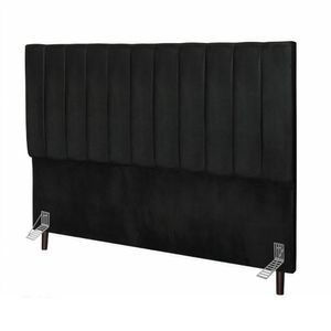Cabeceira Estofada Cama Casal Box 140 Cm Sara Linho E Frame Preto