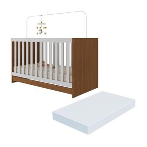 Berço 3 Em 1 Com Colchão Incluso Doce De Leite Multimóveis Madeirado Branco