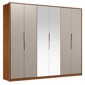 Guarda Roupa Casal 6 Portas 6 Gavetas Atrice 2 Portas Em Espelho Nogueira Touch-nude Prime Tx - Demartêz