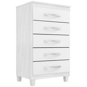 Cômoda 5 Gavetas Cannes Carvalho Branco/branco - Incorplac