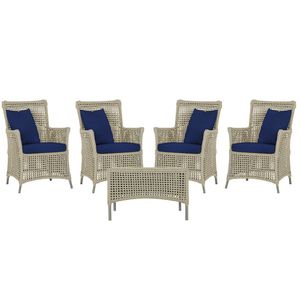4 Poltronas E 1 Mesa Igapó Alumínio Fendi Corda Náutica E10 Rami