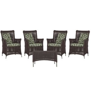 4 Poltronas E 1 Mesa Igapó Alumínio Fendi Corda Náutica E5 Marrom