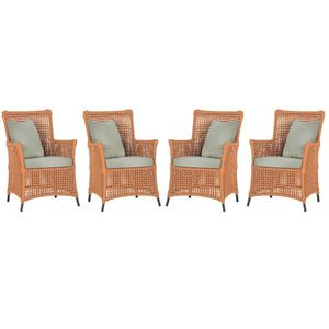 4 Poltronas Igapó Alumínio Pintura Preta Corda Náutica E3 Terra Cota