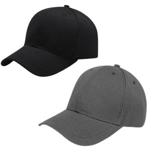 Kit 2 Bonés Lisos Aba Curva Ajustável Unissex Baseball Dad Hat Strapback preto E Cinza