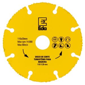 Disco De Corte Tungstênio Para Madeira - 110x20mm - Eda