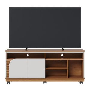 Rack Bancada Jurerê 1.5 Freijó/off White Matte Para Tv Até 65” - Colibri Freijó/off White Matte