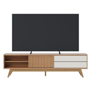 Rack Bancada Veneza Freijó/off White Matte Para Tv Até 75” - Colibri Freijó/off White Matte