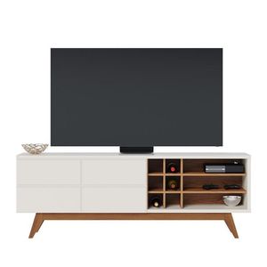 Rack Bancada Noronha Off White Matte/freijó Para Tv De 70” - Colibri Off White Matte/freijó