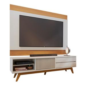 Rack Bancada Veneza Com Painel Nilo Off White Matte/freijó Para Tv Até 75” - Colibri Off White Matte/freijó
