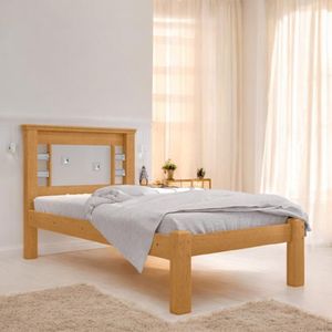 Cama Solteiro Lavínia Naturalle E Off White Com Colchão