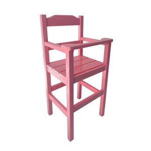 Cadeira Papinha Para Bebê Com Trava Fixa Em Madeira Maciça - Rosa - Rosa