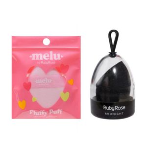 Kit Ruby Rose Esponja De Maquiagem Fluffy Puff+esponja Midnigt