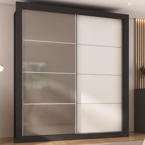 Guarda-roupas Casal 2 Portas De Correr 4 Gavetas Chicago Multimóveis Mp4267 Branco/lacca Fumê Branco/lacca Fumê