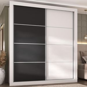 Guarda-roupas Casal 2 Portas De Correr 4 Gavetas Alasca Multimóveis Mp4265 Branco/preto Branco/preto