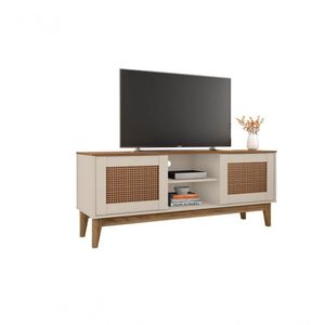 Rack Para Tv Safira 1,35m Off White/cedro - Casa D