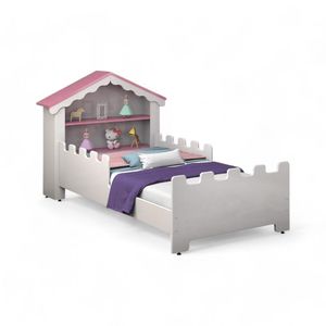 Cama Juvenil Casinha De Brinquedo Magia Branca E Rosa